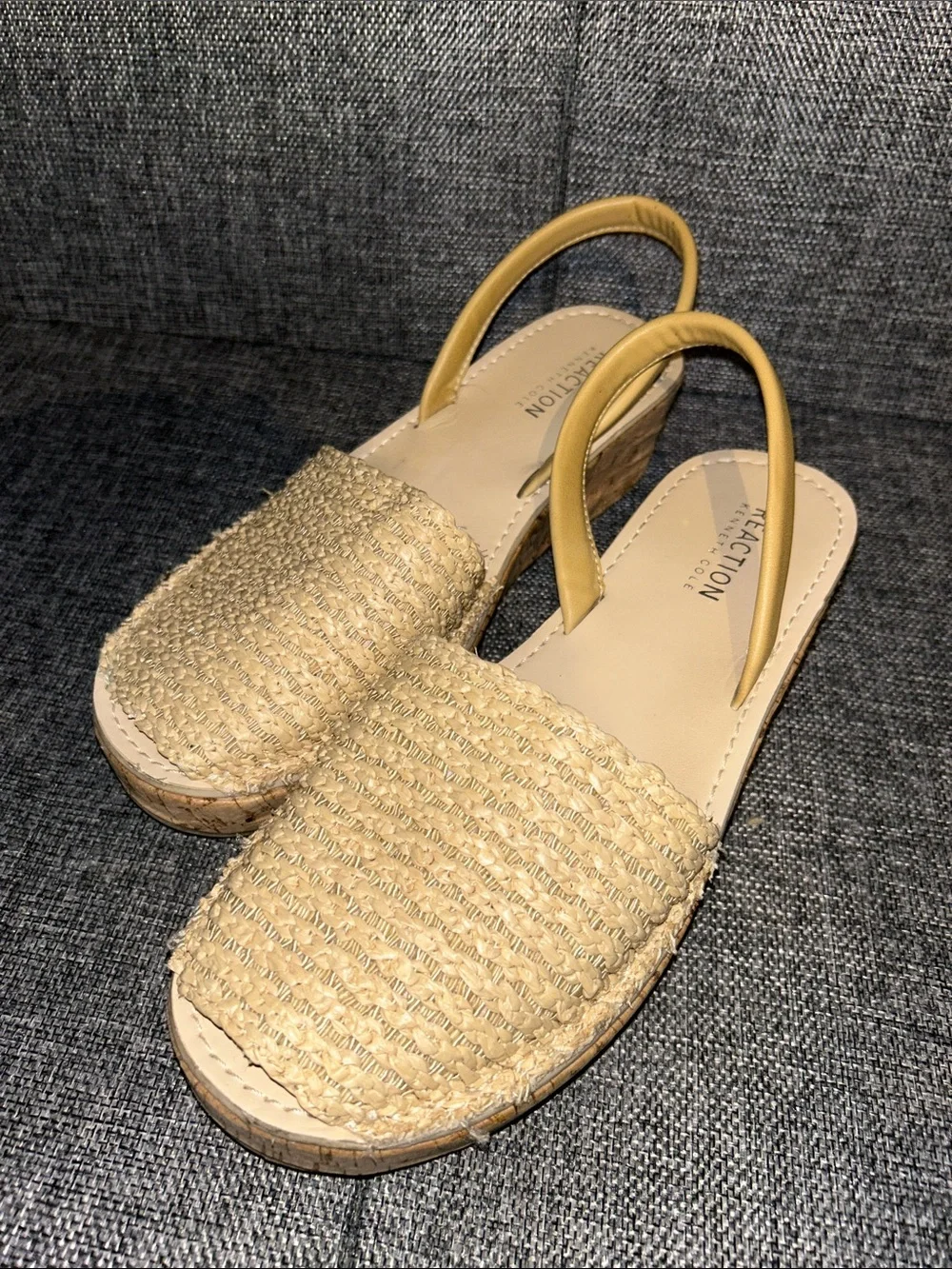 Reaction Kenneth Cole Natural Beige Woven Slingback Espadrilles